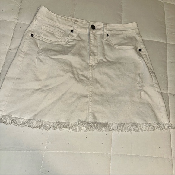 JBD White Denim Frayed Hem Mini Skirt - Picture 6 of 6